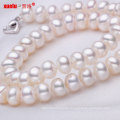 8-9mm Wholesale Button Round Natural Fresh Water Pearl Necklace (E130007)